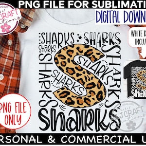 Sharks PNG, Sharks Football png, Sharks Volleyball png, Sharks Baseball png, typography png, School Mascot png, School Spirit Teacher Shirt