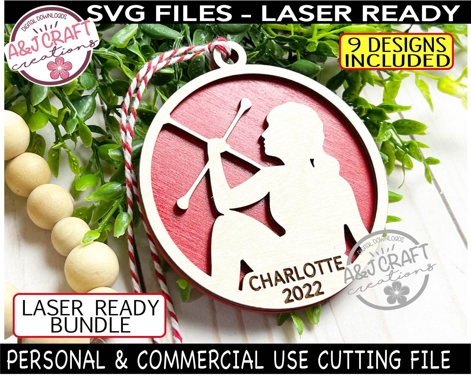 Twirler Baton Ornament Bundle SVG Baton Twirling Christmas - Etsy