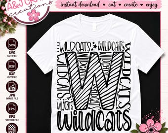 Wildcats-Teammaskottchen-Typografie SVG, Schulgeist – Cheerleading, Football, Baseball, Fußball (Digitaler Download)