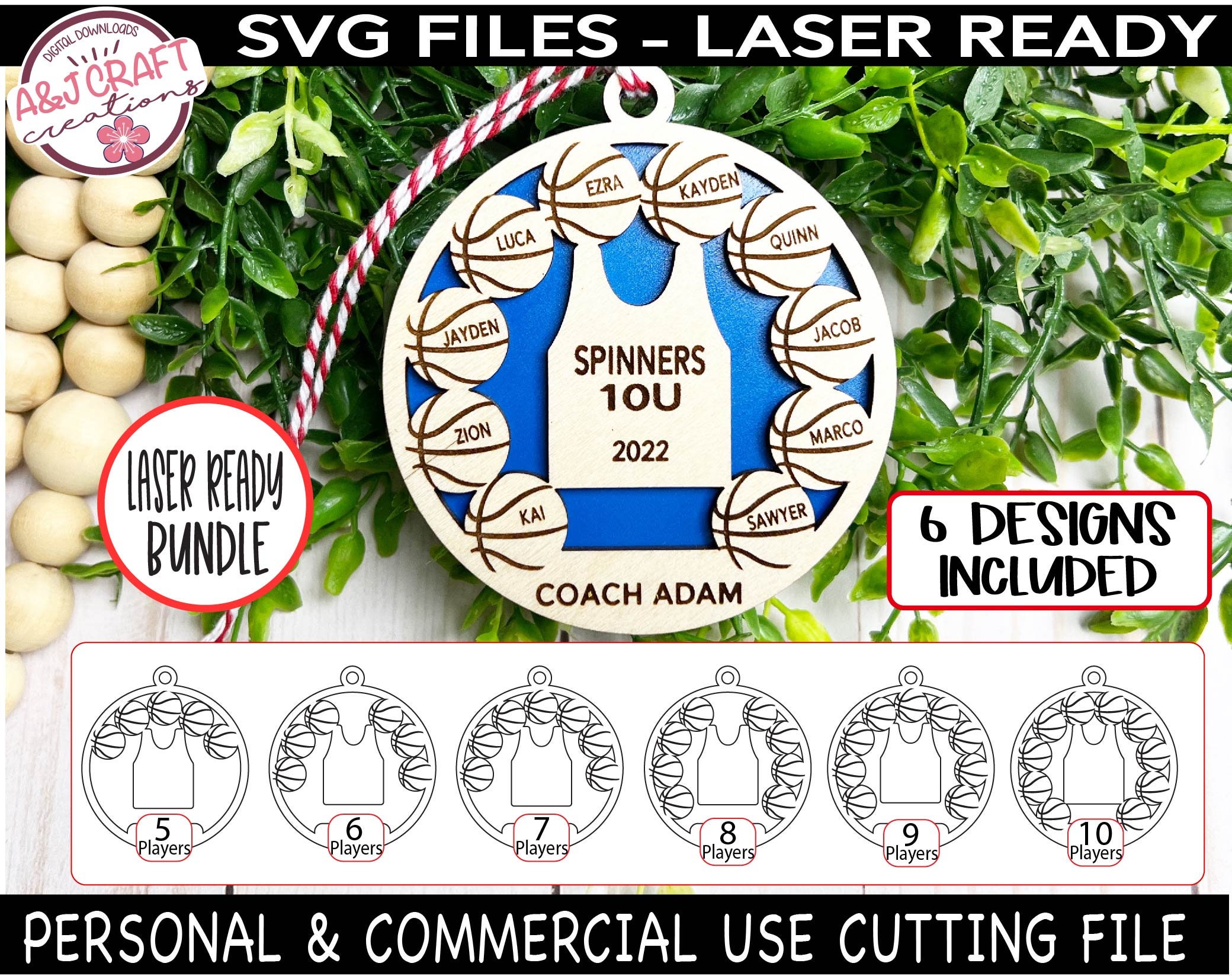 Basketball Team Ornament SVG Bundle Coach Ornament Svg Etsy