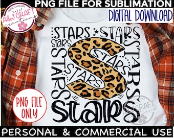 Stars Leopard Print PNG, Stars Sublimation, Stars Football png, Stars Cheer png, Stars Mascot png, Stars Pride png, Stars Leopard png