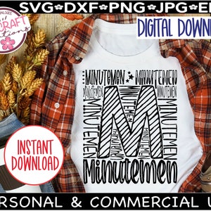 MINUTEMEN SVG, Minutemen Football svg, typography svg, Minutemen shirt, Minutemen png, School Mascot svg, School Spirit Shirt, Go Minutemen