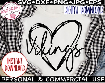 Vikings Heart svg, Vikings SVG, Vikings Football svg, Vikings Cheer svg, Vikings Cheer Mom, Vikings Baseball svg, Vikings spirit svg