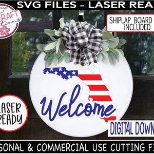 FLORIDA Welcome Sign svg, Laser Ready Svg, Patriotic Welcome Florida Sign SVG, Florida svg File, State of Florida svg, USA State svg
