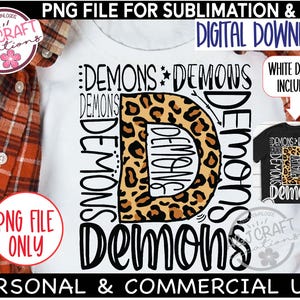 Demons PNG, Demons Sublimation, Demons Football png, typography png, Demons Volleyball, Demons Cheer, Demons Mascot, Demons design for DTF