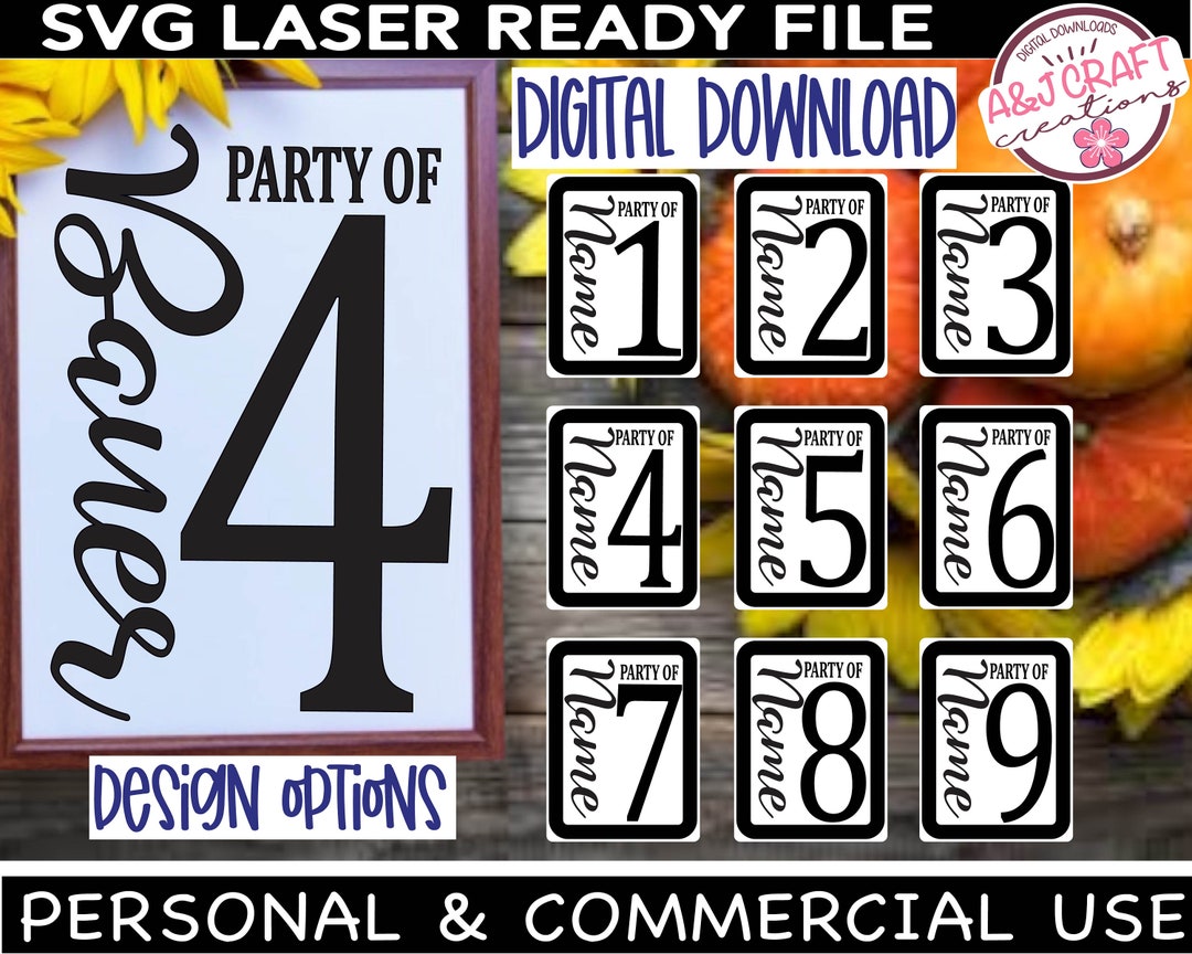 Party of SVG, SET OF 9, Party of Sign, Party of 4, Party of 5, Party of ...