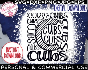 Typografia Cubs SVG, Cubs svg, Baseball Cubs svg, Koszykówka Cubs svg, Piłka nożna Cubs svg, Sublimacja Cubs, Maskotka Cubs svg, Duma Cubs svg