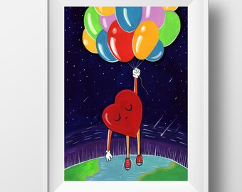 Love Balloons - original painting with gouache