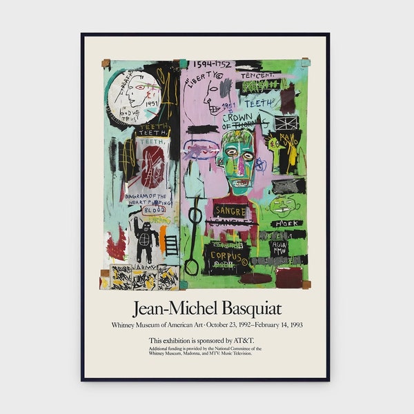 Jean-Michel Basquiat Whitney Museum Of American Art New York 1992 Exhibition Original Vintage Poster, INSTANT DOWNLOAD - Poster #0018