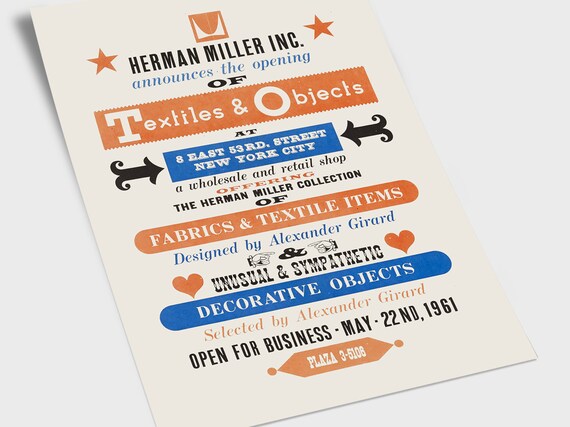 Alexander Girard Herman Miller Textiles and Objects 1961 Original