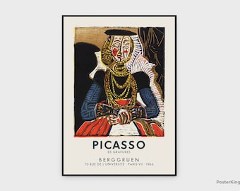 Pablo Picasso Berggruen Paris 1966 Exhibition Original Vintage Poster, INSTANT DOWNLOAD, Art Poster, Museum Cubism Art - Poster #0134