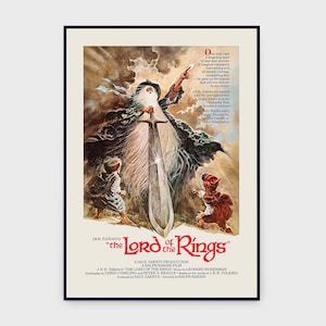 El Señor de los Anillos 1978 Película Original Vintage Cartel, DESCARGA INSTANTE, LOTR Tom Jung Retro Fantasía Animado Hobbits Arte - Cartel #0027