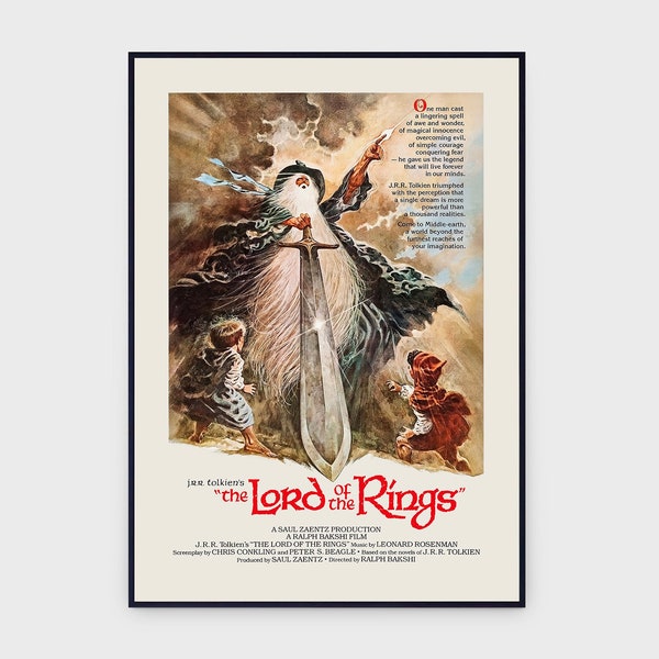 Lord Of The Rings 1978 Movie Original Vintage Poster, INSTANT DOWNLOAD, LOTR Tom Jung Retro Fantasy Animated Hobbits Art - Poster #0027