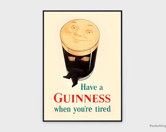 Have A Guinness When You’re Tired (Crossed Arms) Original Vintage Poster, INSTANT DOWNLOAD, Beer Poster, Guinness Beer Art - Poster #0003