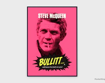 Bullitt 1969 Movie Original vintage Poster, INSTANT DOWNLOAD, Crime Drama Steve McQueen Ford Mustang Mob - Poster #0091