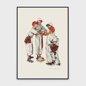 Norman Rockwell Baseball Sports Portfolio Original Vintage Poster, INSTANT DOWNLOAD, American Sports Illustration Art - Poster #0051