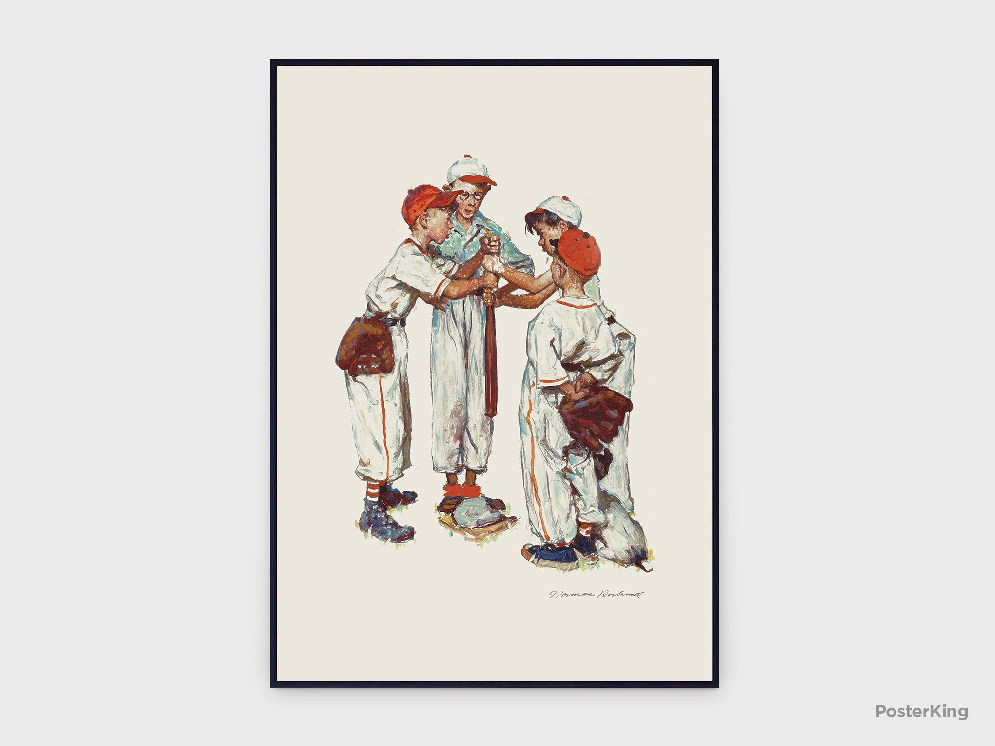 Portfólio de esportes de beisebol de Norman Rockwell pôster vintage original, download instantâneo, arte de ilustração de esportes americanos - pôster #0051