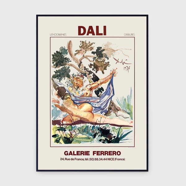 Salvador Dali Galerie Ferrero Nice 1976 Exhibition Original Vintage Poster, INSTANT DOWNLOAD, Surrealist Abstract Bizarre Art - Poster #0046