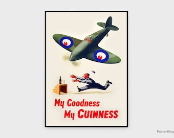 My Goodness My Guinness (Plane) Original Vintage Poster, INSTANT DOWNLOAD, Beer Poster, Beer Lover, Guinness Art, Beer Art - Poster #0004