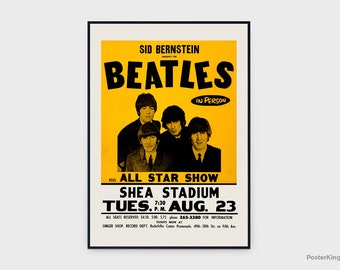 The Beatles Shea Stadium New York 1965 Concert Original Vintage Poster, INSTANT DOWNLOAD, Singer Band Concert Music Poster - Poster #0111