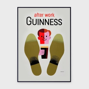 Después del trabajo Guinness Original Vintage Poster, DESCARGA INSTANTE, Cartel de cerveza, Amante de la cerveza, Arte de bebida Guinness, Arte de cerveza - Cartel #0005