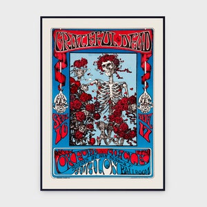 Grateful Dead Avalon Ballroom California 1966 Concierto Original Vintage Cartel, DESCARGA INSTANTE, Cantante Banda Concierto Música - Cartel #0103