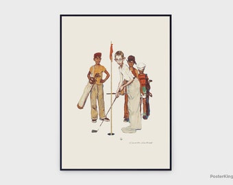 Norman Rockwell Golf Sports Portfolio Original Vintage Poster, INSTANT DOWNLOAD, American Sports Illustration Art - Poster #0052