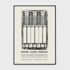 Frank Lloyd Wright Richard Feigen Gallery Nueva York 1970 Exposición Cartel vintage original, DESCARGA INSTANTE Arte de arquitectura - Cartel #0016