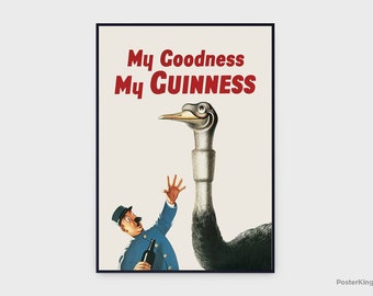 My Goodness My Guinness (Avestruz) Cartel vintage original, DESCARGA INSTANTE, Cartel de cerveza, Guinness Drink Beer Art - Cartel #0180