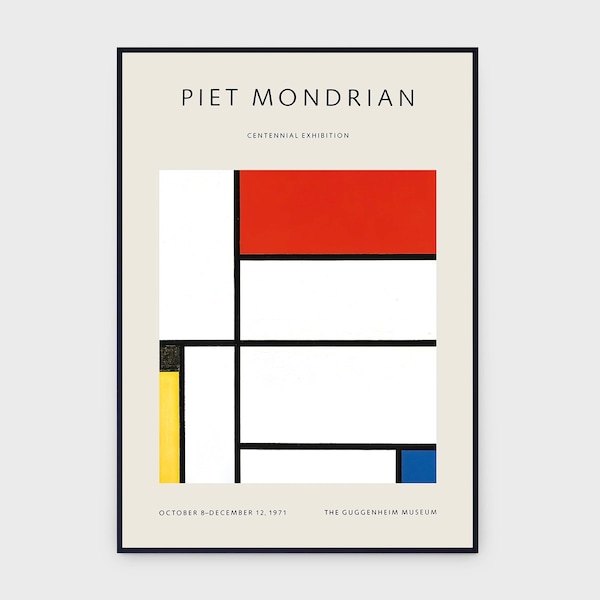 Piet Mondrian Guggenheim Museum New York 1971 Exhibition Original Vintage Poster, INSTANT DOWNLOAD, Abstract Geometric Art - Poster #0013