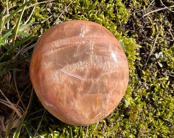 Peach Moonstone Palm Stone | Moonstone Crystal |Polished Peach Moonstone