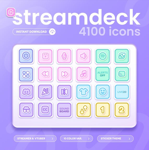 Stream Deck Icons | +4100 icons | 10 Colors | Streamers & Vtubers