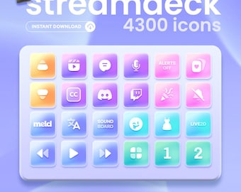 Glass Stream Deck Icons | +4300 icons | 10 Colors | Streamers & Vtubers