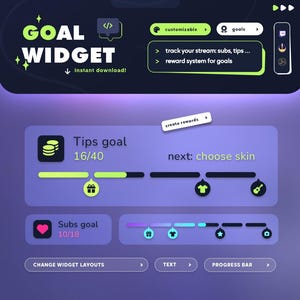Rewards Bar Goal Widget | Hypetrain | Minimal Goal Bars for Twitch Streamers | Customizable | Gradients | Streamelements StreamLabs OBS