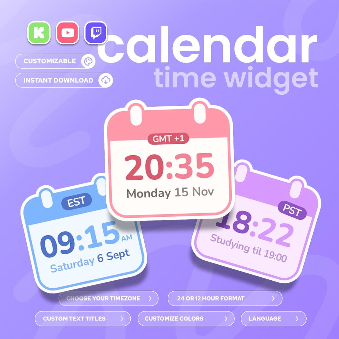 Calendar Widget | Twitch, Youtube, Kick & Tiktok | Customizable Widget ...