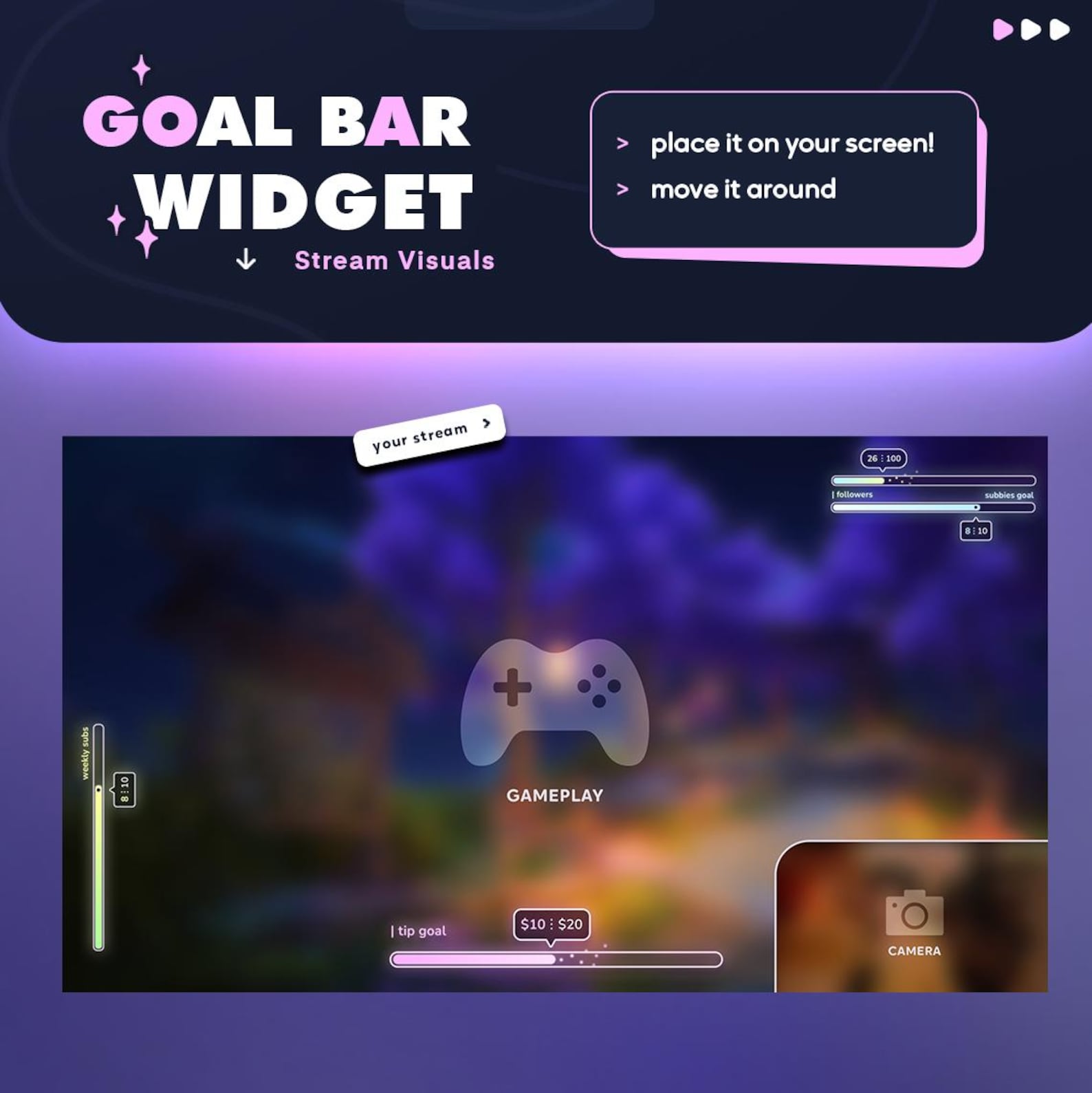 Gradient Bar Goal Widget | Twitch | Chat Commands | Customizable ...