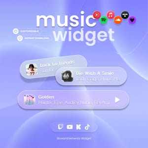 Frosted Glass Music Widget | Twitch, Youtube, Kick & Tiktok | Customizable | StreamElements OBS Streamlabs