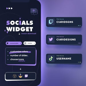Social Media Rotator Widget | (32) Icons | StreamElements widget | Customizable widget