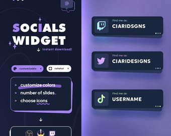 Social Media Rotator Widget | (32) Icons | StreamElements widget | Customizable widget