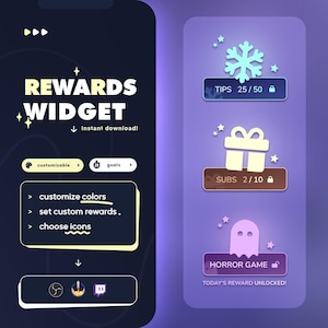 報酬目標ウィジェット | Twitch ストリーマー向け賞品ウィジェット | カスタマイズ可能 | グラデーション | Streamelements StreamLabs OBS