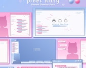 Pixel Kitty | Animated Stream Overlay Pack & Chat Widget | Animated Screens | Twitch design | VTuber assets | Cute kitty cute bunny