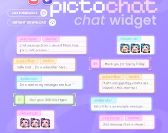 PictoChat Widget | Twitch & Youtube |  Customizable | Chat with Alerts |  StreamElements OBS Streamlabs