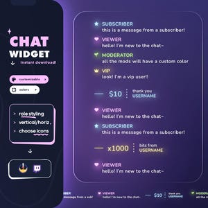 Minimal Glow Chat Widget | Customizable Chat for twitch | Chat Box with Alerts | Twitch Chat | StreamElements OBS Streamlabs