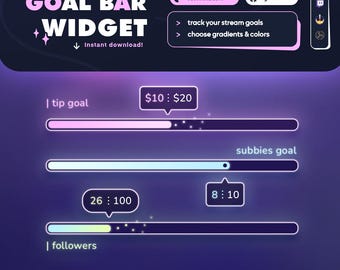 Gradient Bar Goal Widget | Twitch | Chat Commands | Customizable | StreamElements OBS Streamlabs