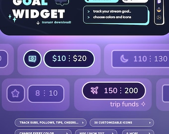 Pill Goal Widget | Twitch | Minimal Goal for Streamers | Customizable | StreamElements OBS Streamlabs