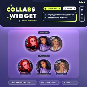 Collaborations Widget | Twitch | 9 players | Customizable widget | StreamElements OBS Streamlabs