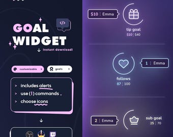 Rundes Tor Widget mit Benachrichtigungen | Zucken | 30 Icons, Konfetti und Chat-Kommandos | StreamElements OBS Streamlabs