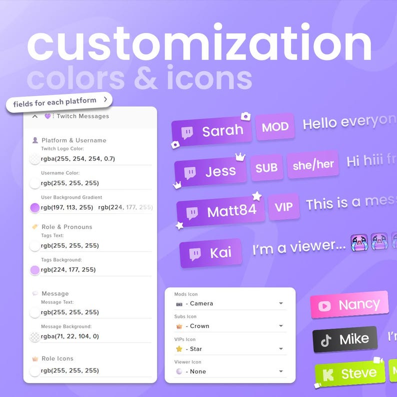 Multistream Chat Widget | Twitch Youtube Kick Tiktok | Chat with Alerts | Vertical & Horizontal | Customizable StreamElements OBS image 4