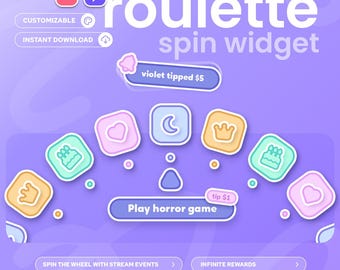 Spinning Wheel Widget | Twitch, Youtube & Ko-fi | (46) Icons | Customizable widget | StreamElements OBS Streamlabs