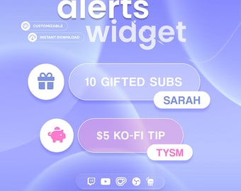 Glass Alert Box Widget | Twitch, Youtube & Ko-fi | (43) Icons | Customizable widget | StreamElements OBS Streamlabs